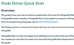 MongoDB Node.js Quick Start Documentation Thumbnail